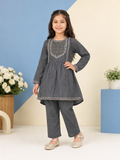 Girls Grey Embroidered Tail Frock Suit – 2 Piece Lawn Outfit (4–9 Years)