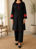 Noir Grace Women's Black Jacquard Cotton 2 Piece Suit | Premium Kurta & Trouser Set