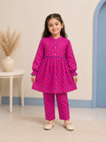 Pink Heart Print Polo Cotton Frock Suit – Girls 2 Piece (4–9 Years)