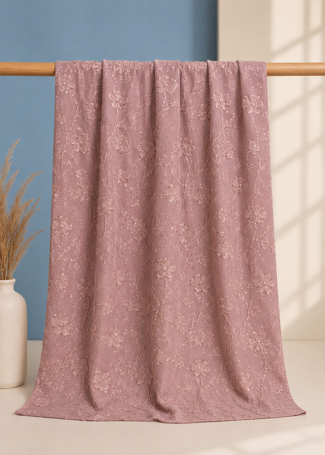 LuxeBloom Brochia Embroidered Stoller for Women | Premium Floral Soft Scarf