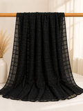 Black Luxe Crinkle Hijab – Lightweight Sparkle Wrap for Women