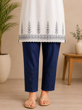 Classic Navy Blue Cotton Women's Trouser