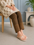 Elegant Brown Embroidered Trouser for Ladies